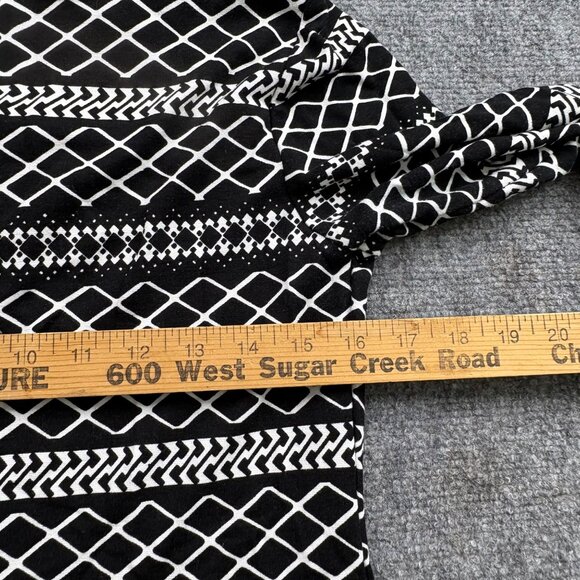 Kaari Blue Dress Womens XS Black White Geometric Button Accents Tribal Preppy - Picture 8 of 15